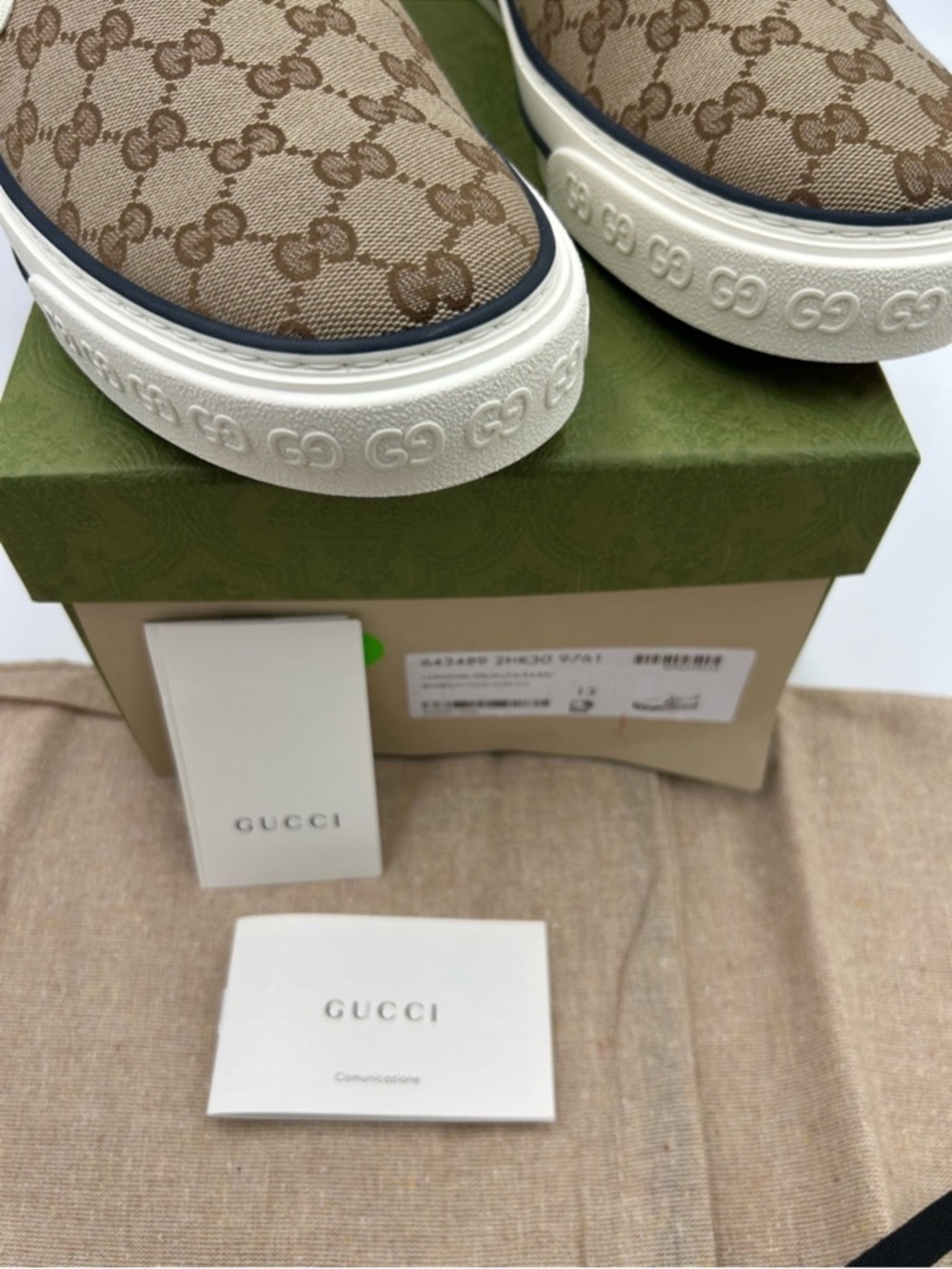 Men’s Gucci tennis 1977 slip on sneakers GG canvas size 13 made in Italy - Picture 6 of 10